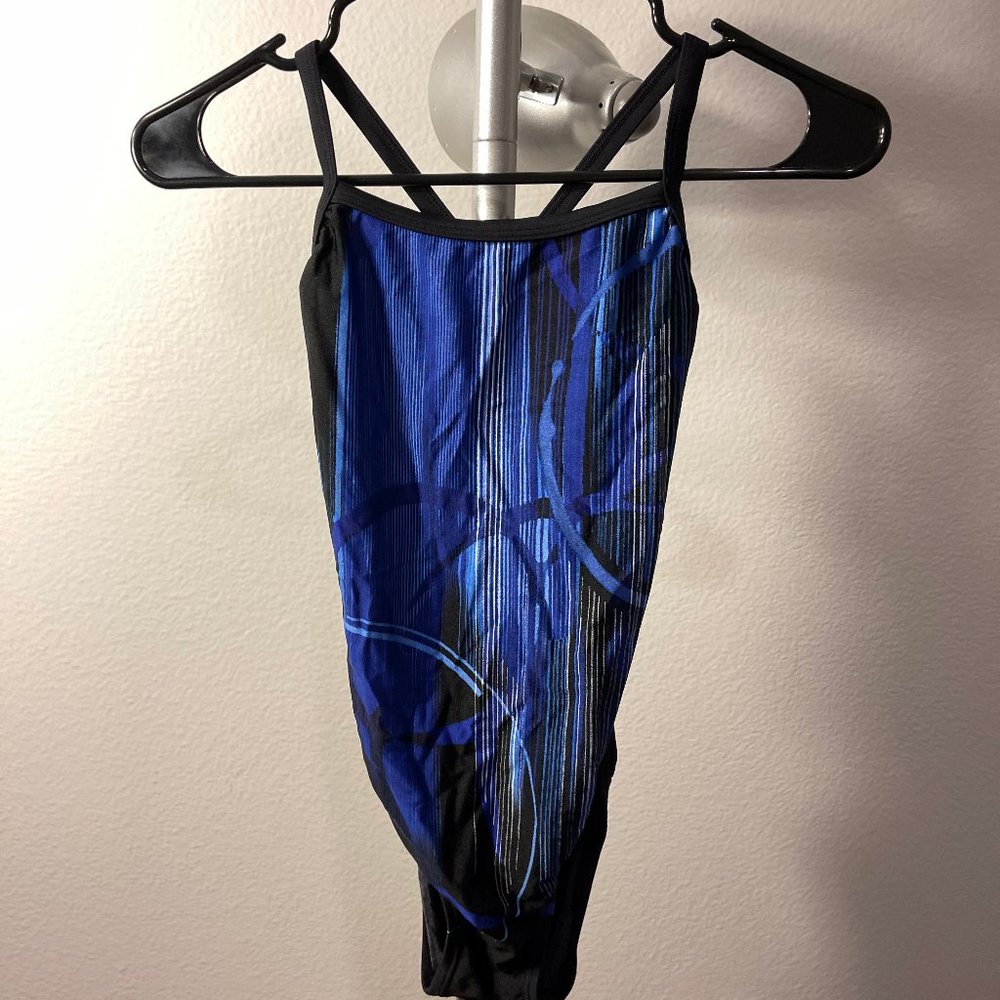 Speedo swimsuit, blue and black design, size 32. NWOT